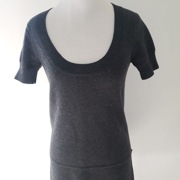 Theory Jenilee B New Steady Wool Gray Tunic Sweater Dress Short Sleeve Small - Picture 5 of 8